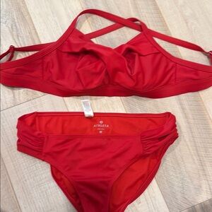 Athleta Red Bikini Sporty Swimwear